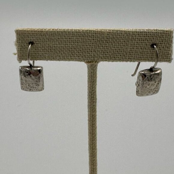 Silpada Sterling Petite Hammered Puffy Square Earrings - Picture 2 of 3